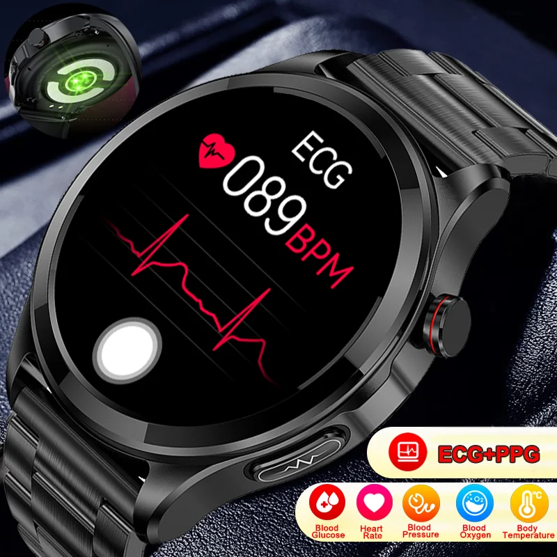 Ecg + Ppg Blood Glucose Smart Watch Men Fitness Tracker Glucometro Termometro Health Watch 2024 New Bluetooth Call Smartwatch