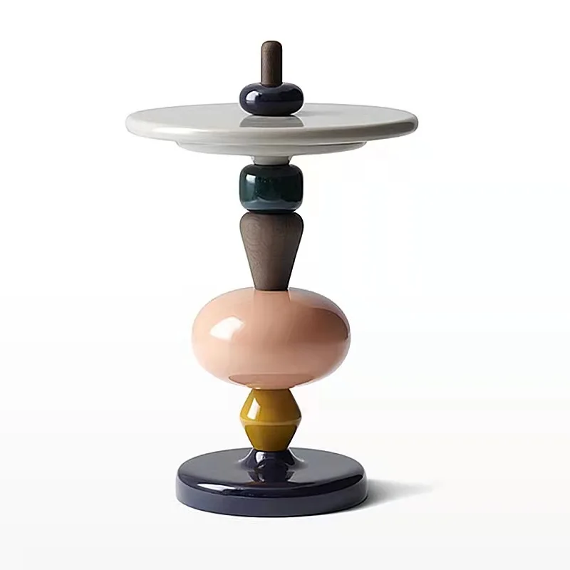 ‌Scandinavian Side Table, Colorful Accent Living Desk, Creative Bedside Cabinet, Candy-Inspired End Table