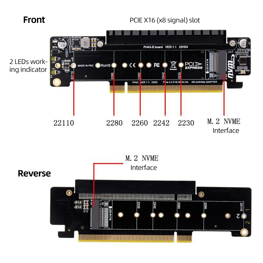 PCIE X16 to X8 X4 X4 Splitter Adapter Card Support PCIE 4 0 M 2 NVME jpg
