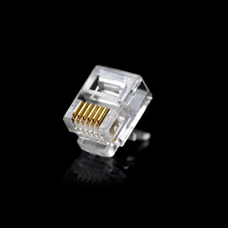 Plugue de Cabo de Telefone Modular Banhado a Ouro Rede Crimp Conector Rj12 6p6c Plugues de Cristal Conectores de Telefone por Atacado - Imagem 5