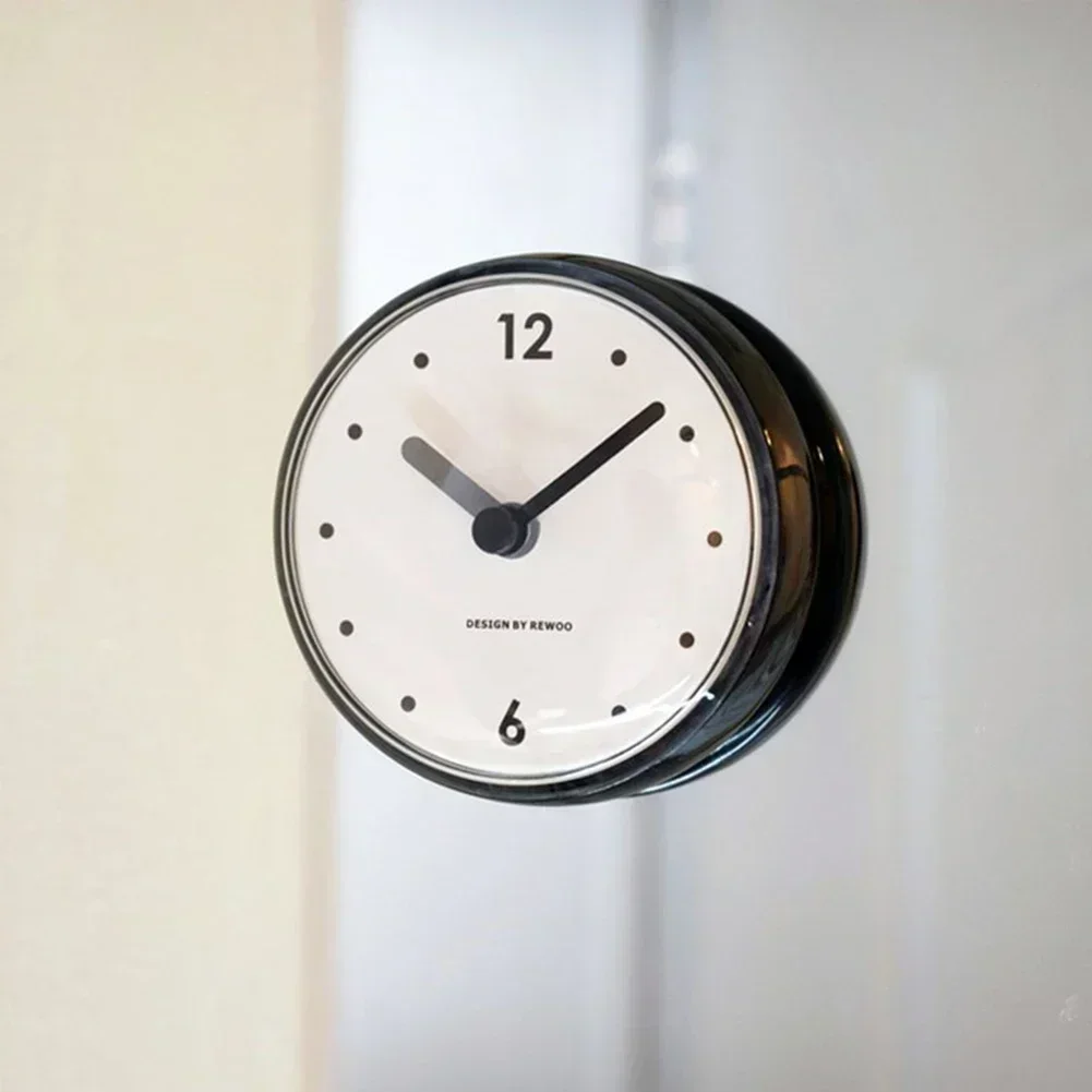 Shower Anti Fog Waterproof Mini Small Table Decoration Kitchen Living Bathroom Room Wall Clock Toilet Round Quartz Sucker 7cm 2