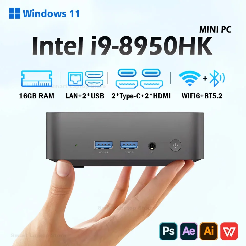 新型ミニPC Windows 11 Intel Core i9 8950HK i3 6100 16GB RAM 1TB