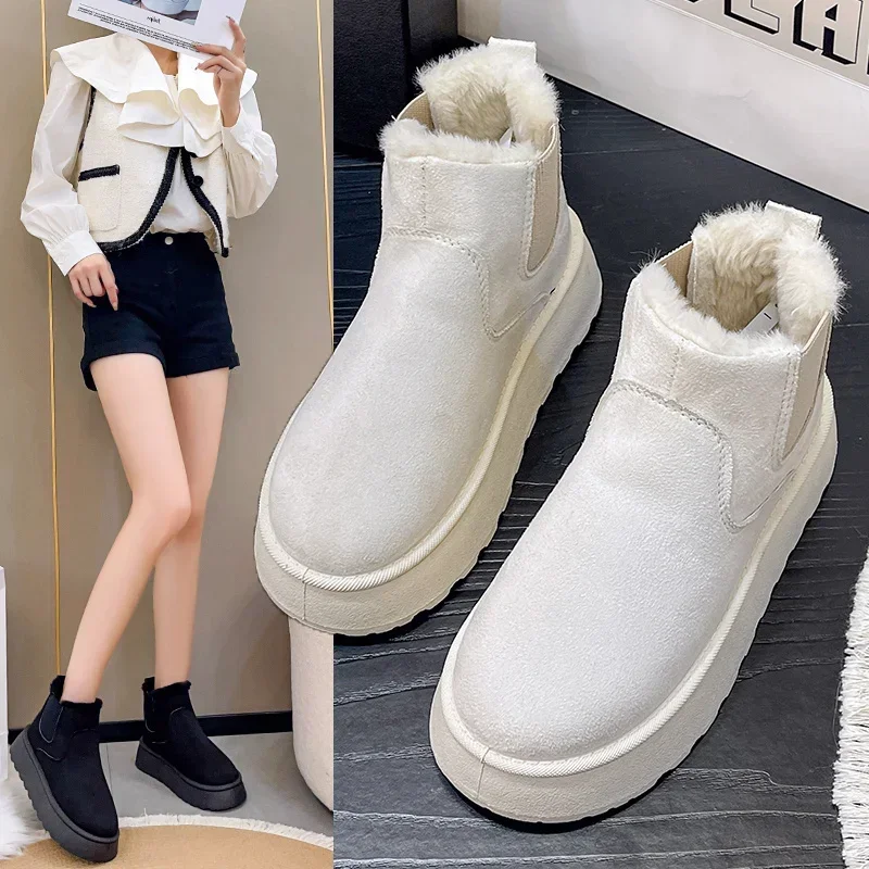 

Winter Women Snow Boots Plush Warm Non Slip Waterproof Ladies Flats Sneakers Casual Slip on Female Ankle Boots Botas Mujer