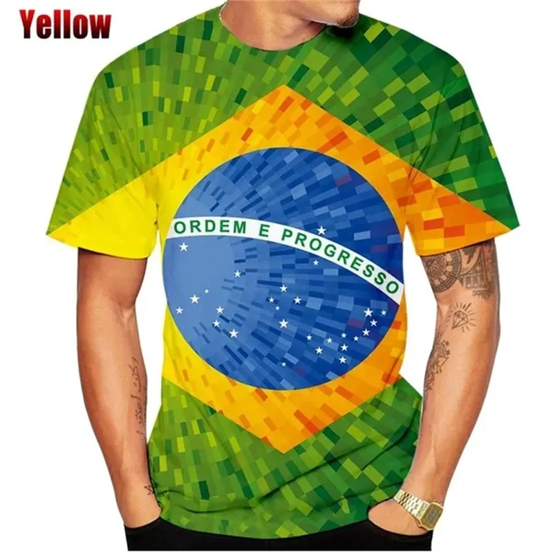 

Brazil Flag T Shirt For Men 3D Full Print Streetwear Tops Tees Summer Short Sleeve Round Neck Oversized Tshirt Mens Clothes