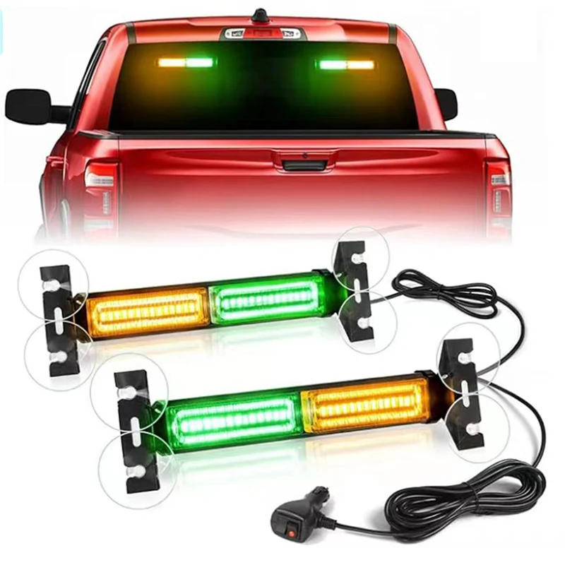 

Car Warning Flashing Light Windshield Emergency Strobe Light LED Red Blue Amber 12V 2PC Traffic Signal Lamp Suction Cups Install