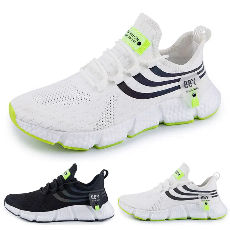 2024 Men Sneaker Outdoor Running Shoes Men Training Shoes Breathable Casual Shoe Lightweight Mesh Stripe Lace Up Plus Size 36-46