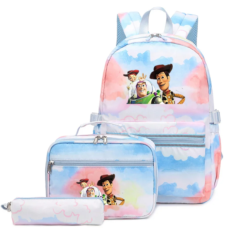 

3Pcs/Set Toy Story Buzz Lightyear Teenager Student with Picnic Lunch Bag Cartoon Backpack Colorful Bag Boys Girls School bags