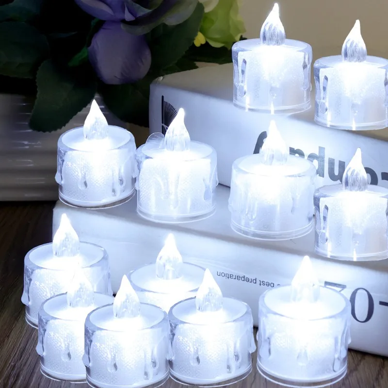 

1/5PCS Flameless LED Candle Lights Transparent Tearful Electronic Tea Light Wedding Birthday Party Xmas Decoration Candle Lamps