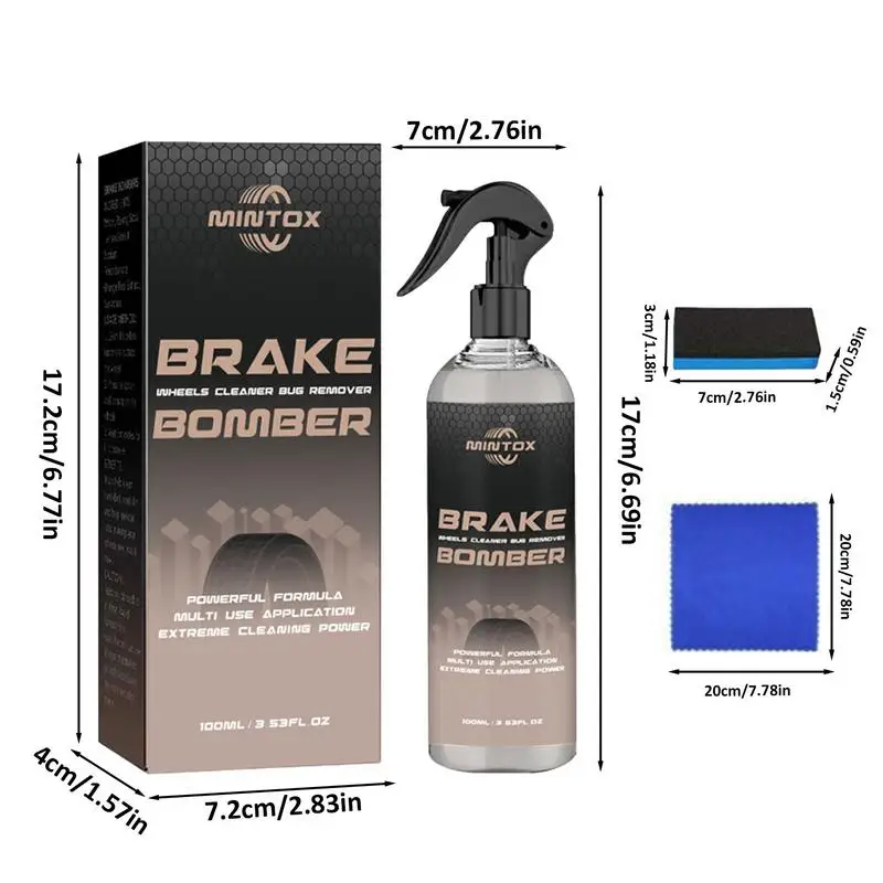 Stealth Brake Bomber 100ml Powerful Brake Cleaner Spray Can With Sponge And Wipe Effective Brake Dust Remover Quite Brake Clean