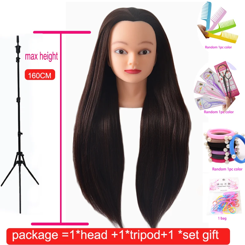 בובת ראש עבור תסרוקות Mannequin ראש עם 100% סינטטי ארוך ראש אימון שיער צמת שיער עם מהדק פאה Stand
