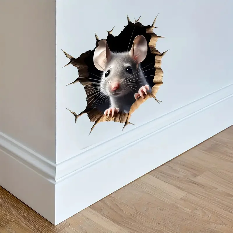 3D Mouse Toilet Wall Stickers Vinyl Stickers For Home Cabinet Door Refrigerator Car Decoration Art Wallpaper
