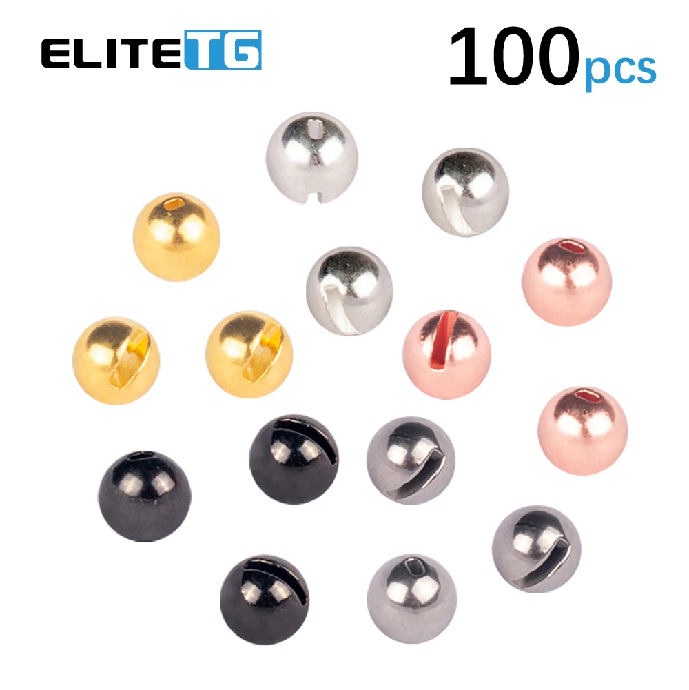 Elite TG 100pcs/5 Colors 1.5-3.5mm Tungsten Slotted Beads Fly Tying Material Fly Fishing Tungsten Beads,Alloy Fly Tying Material