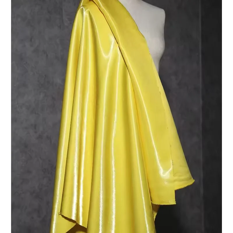 Blue Luxury Glossy Metallic Reflective Satin Fabric for Fashion and Formal Wear