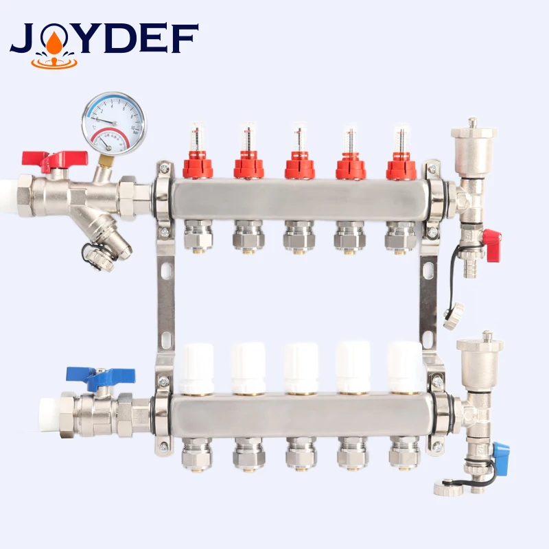 

DN25 DN32 S304Stainless Steel Distribution Manifold Group With PPR Ball Valves,Flowmeters, Hydronic Underfloor Heating