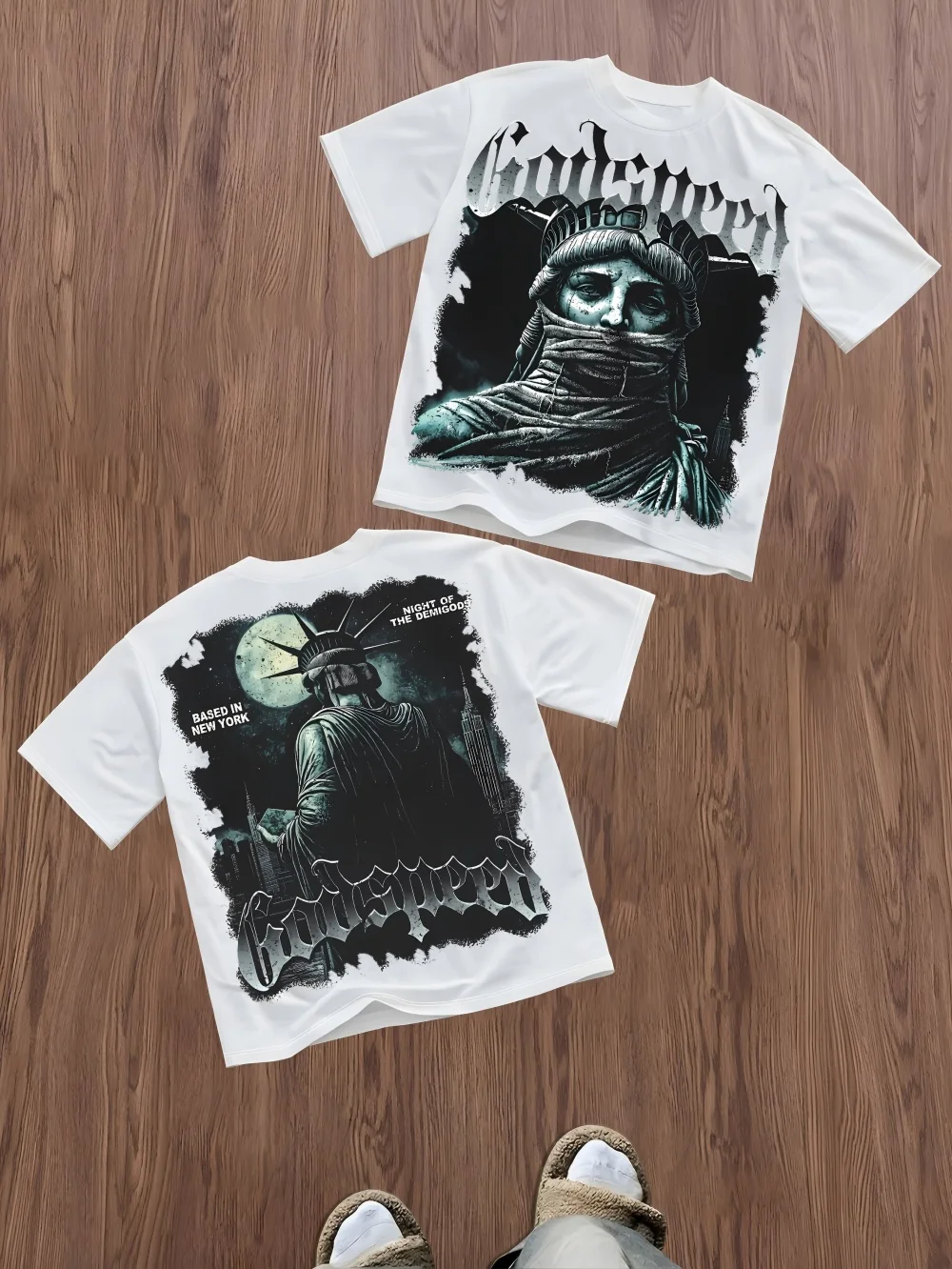 Godspeed Statue of Liberty Graphic T Shirt Black White Streetwear Tee XS-6XL