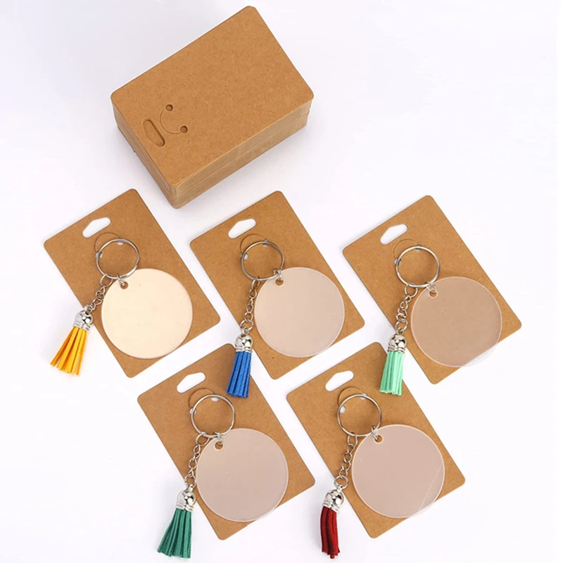 50pcs Keychain Display Cards with Self-Sealing Bags Keychain Card Hold  Cardboard for Keyring Jewelry Display Packaging Wholesale