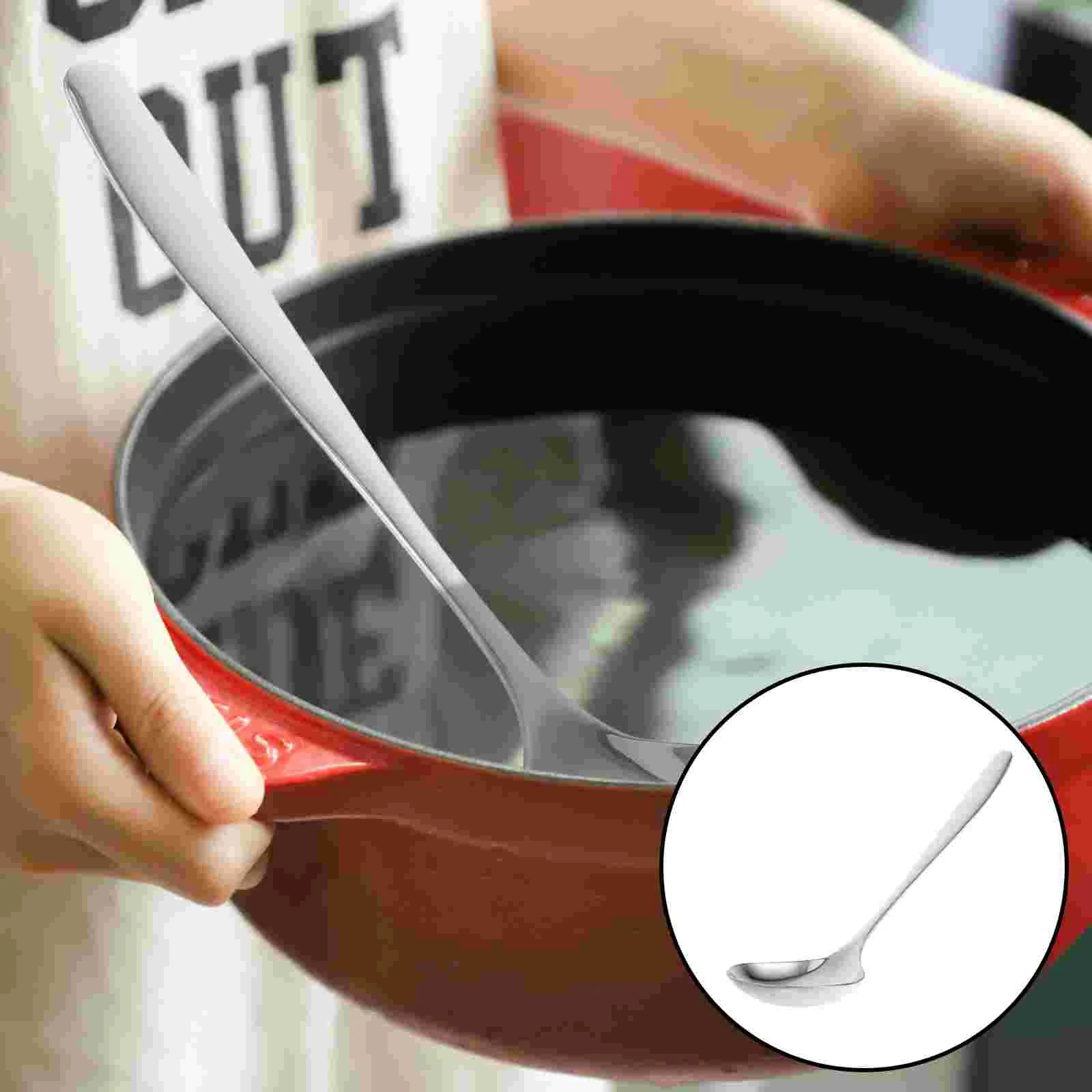 Spoon Stainless Steel Serving Gravy Ladle Sauce Chopsticks Set Dinner Spoons Long Soup Silver Cooking