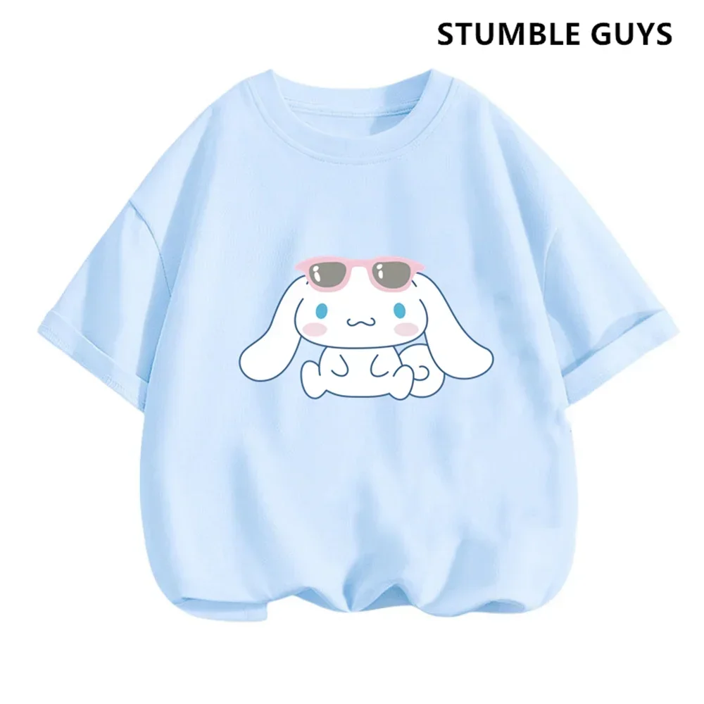 T Shirt Set Cinnamoroll T-shirt Set Sanrio Children's Short-sleeved Summer Y2K Clothes Girly Heart Soft Clothes Kawaii Birthday Gift