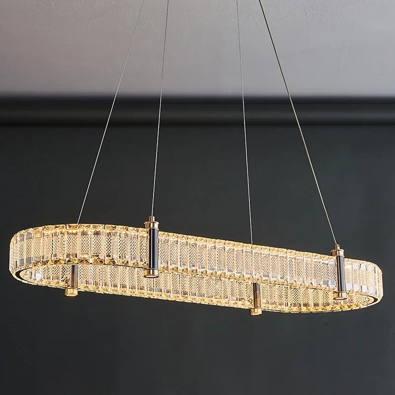 New Modern LED Luxury Chandeliers K9 Crystal Circle Rings Pendant Hanging Lighting Living Room Kitchen Restaurant Hotel Lustre