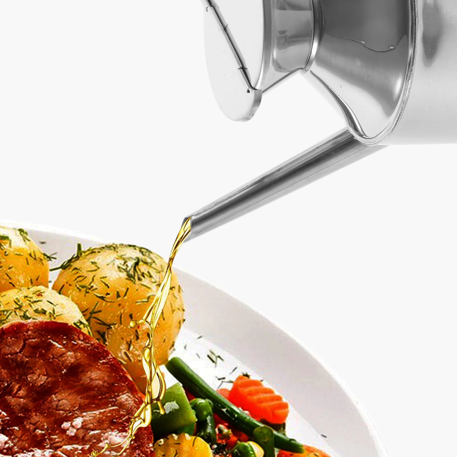 Soy Sauce Pouring Bottle Kitchen Cooking Soy Sauce Container Stainless Steel Oil Dispenser