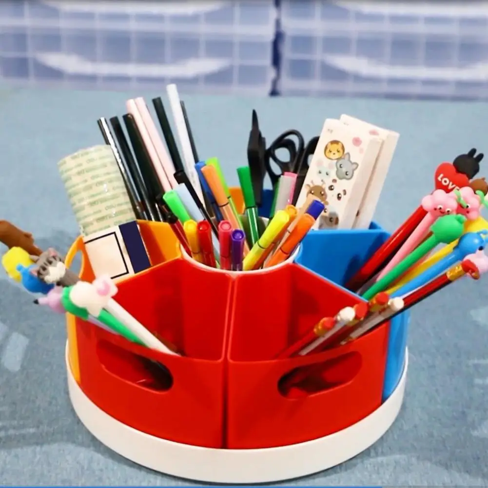 

Desk Box Organizer Effortless Desk Organization Rotating Pen Holder Makeup Brush Organizer for Home Office Students Rotating