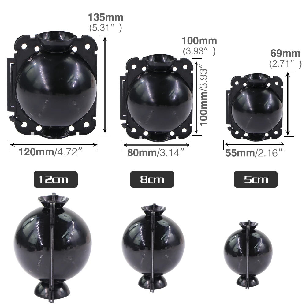 

8PCS 5/8/12cm Black Plastic Plant Rooting Ball for Cuttage Grafting Sapling Garden Tree Aerial Rooting Propagation Breeding Box