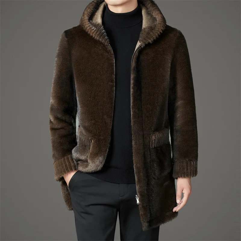 Casual Slim Solid Woolen Coat High Qualit winter jacket men fashion Woolen Coat Men's Casual Wool hooded trench coat Men Jacket