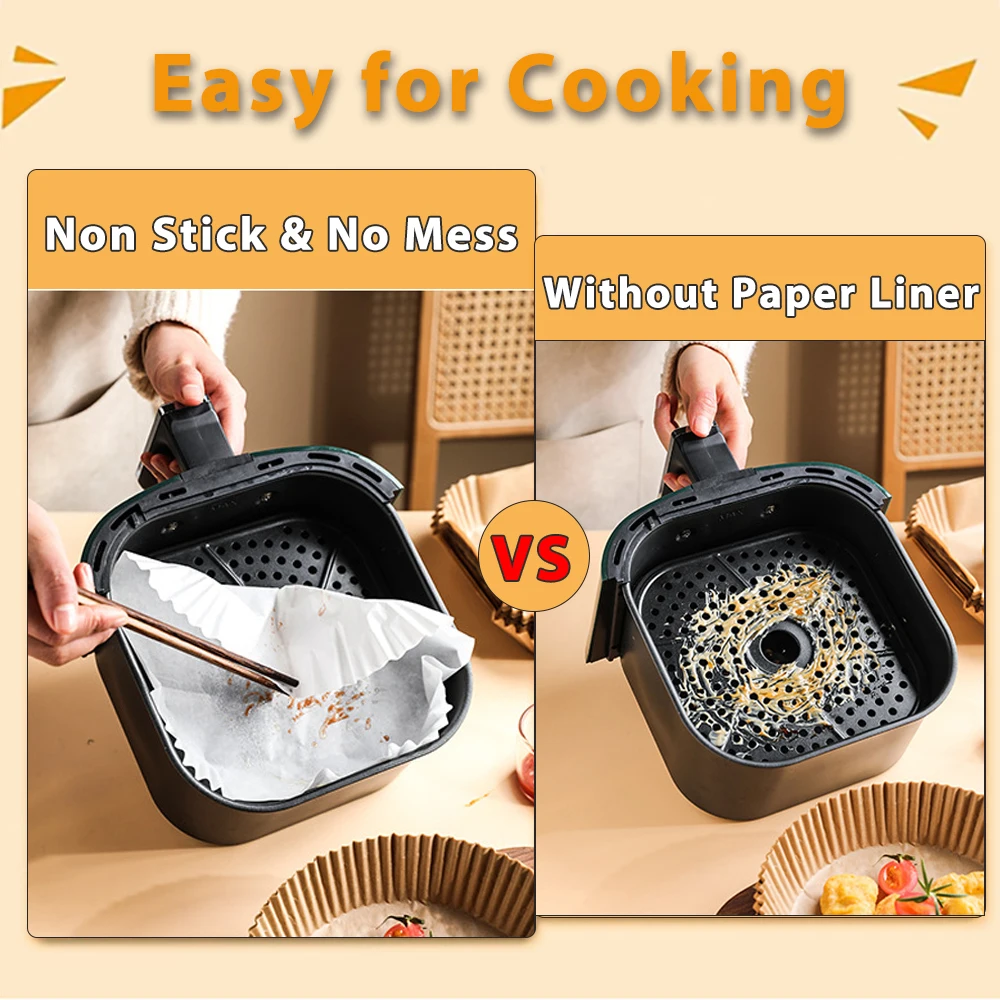 Air Fryer Paper 100 50Pcs Disposable Nonstick Baking 16cm Round Liners Kitchen Accessories