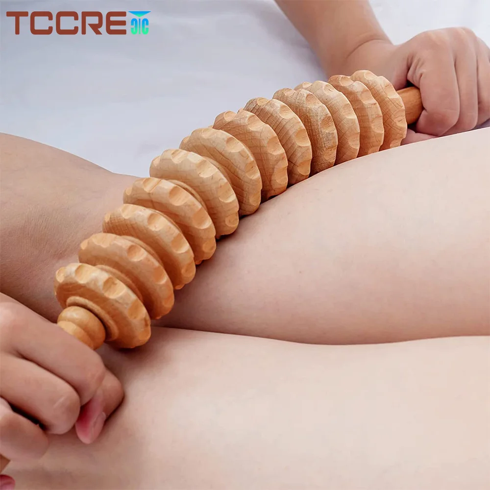 Body Back Wood Therapy Curved Roller for Maderoterapia, Lymphatic Drainage, Cellulite Massage, and Massage Rolling, Natural Muscle Massage Stick