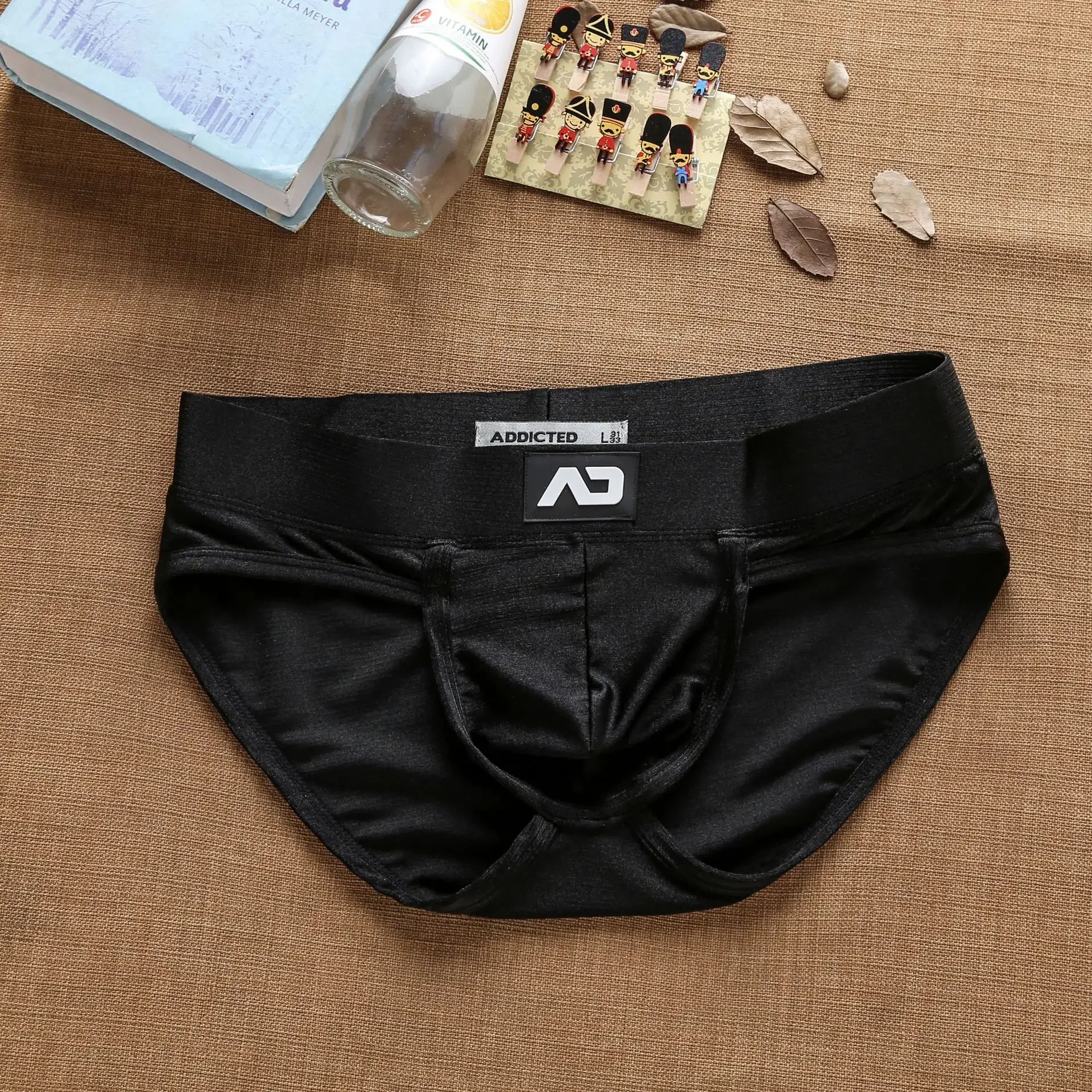 Men's low waist sexy nylon brushed colorful briefs ad3-m257 wholesale 3