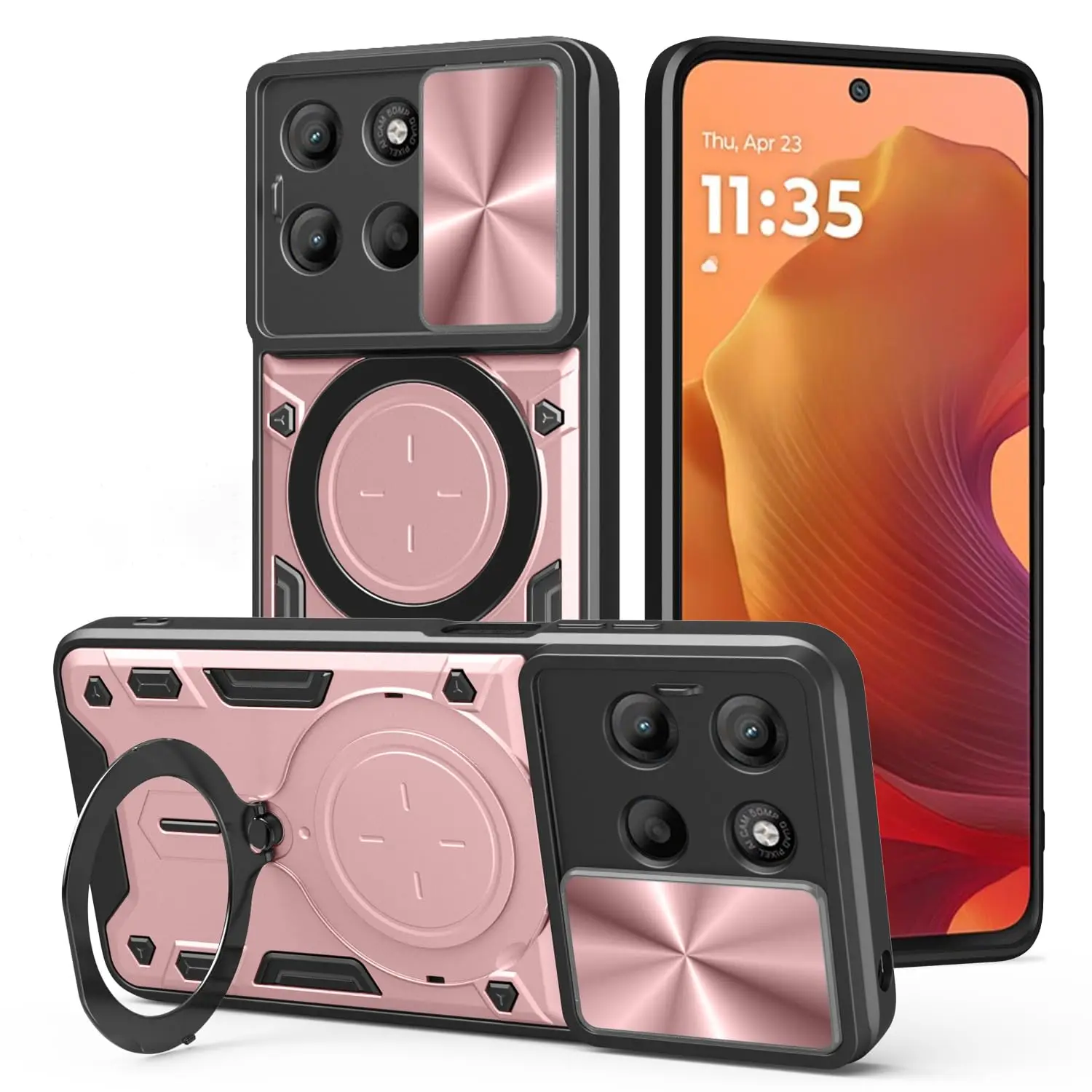 Magnetic Rotating Camera Slide Protector Ring 360 Stand Cover Case