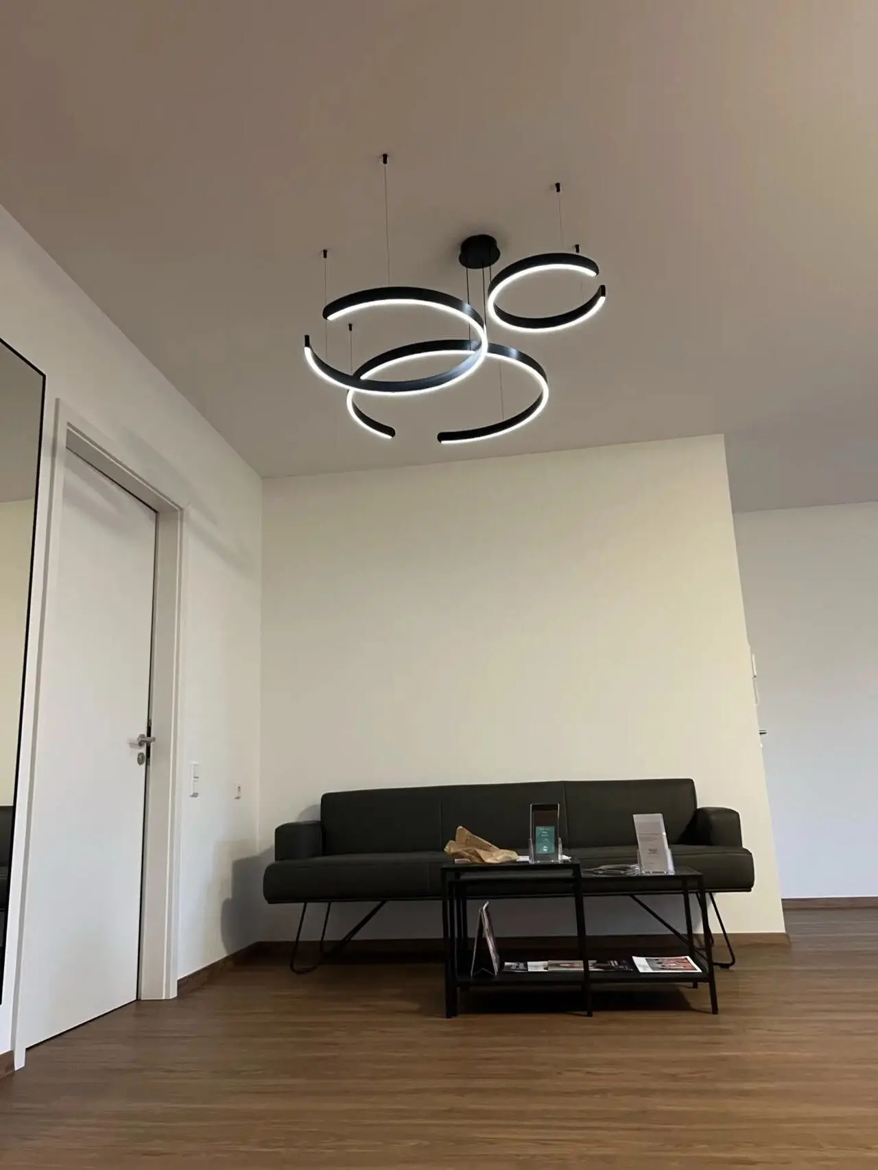 Sleek Minimalist Ring Chandelier - Aluminum Plated