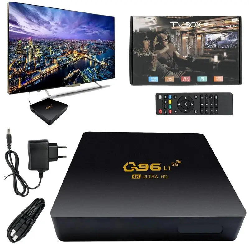 2023 Q96 L1 TV Box Android 10.0 Set Top Box 4K Smart Media Player 8GB Quad Core Wifi Network Player Video Game Smart TV Box