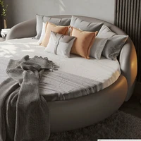 Lit superposé flottant pour adultes, lit rond de luxe, lit queen size, lit en métal de luxe, lit de taille complète 180x200, mobilier d'hôtel 6