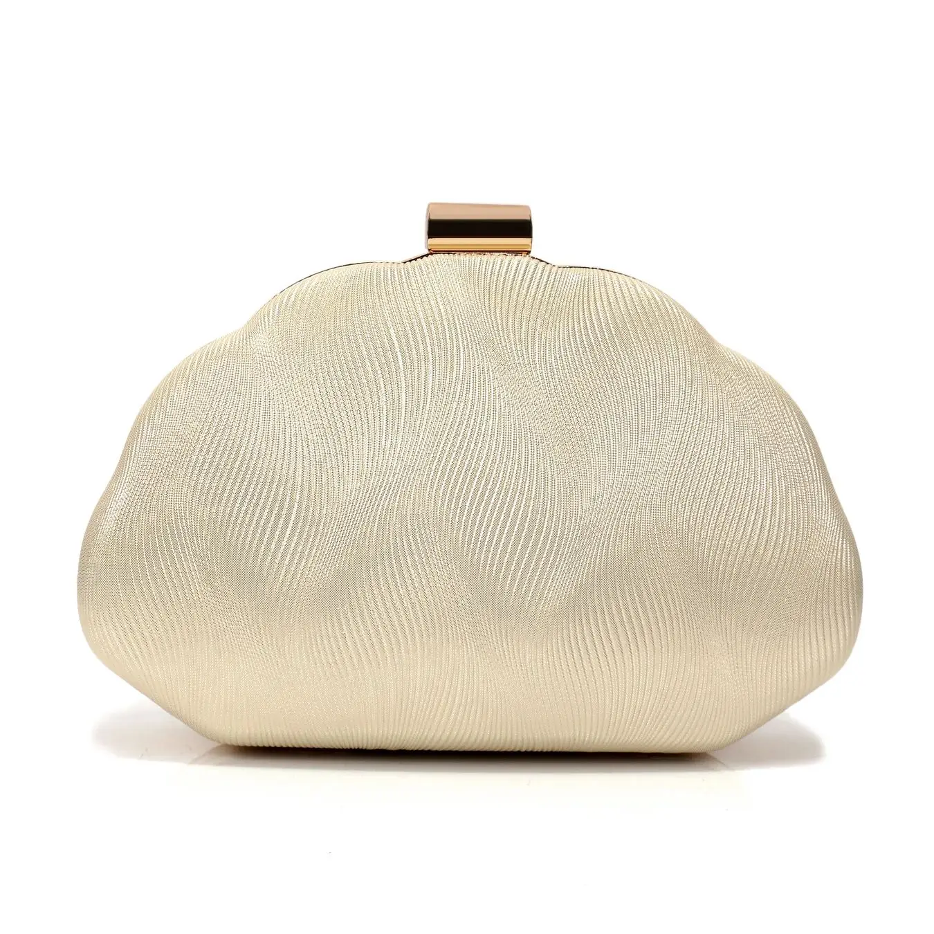 Glittering Metal Women Evening Clutch Bags with Shell Design