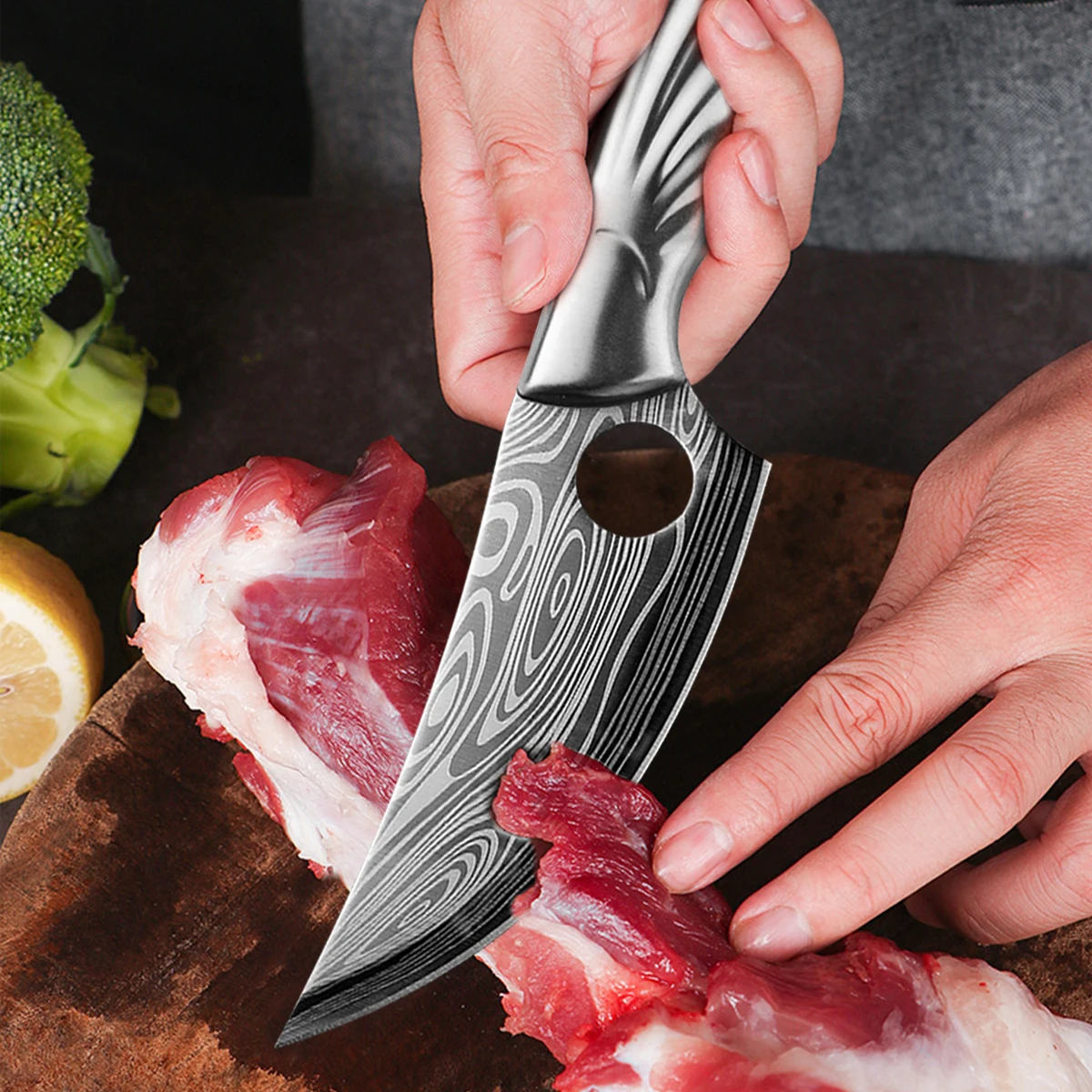Нож-Кливер из дамасской нержавеющей стали, кухонный нож шеф-повара .