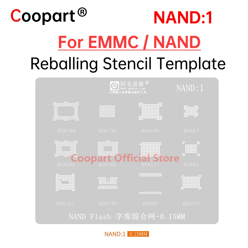 

New EMMC NAND Chip IC BGA Reballing Stencil For BGA199 BGA130 BGA149 BGA67 BGA202 BGA182 BGA137 BGA63 BGA107 BGA95 BGA134 BGA127