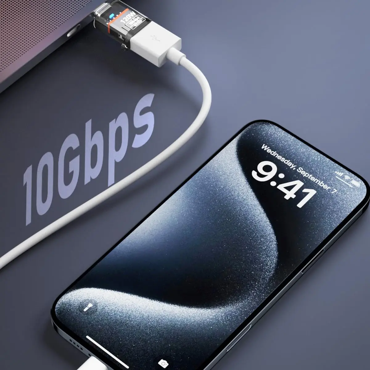 2개입 USB to USB C 어댑터 10Gbps, PD 120W 타입-C(수) to USB-A(암) 어댑터 데이터 전송 및 고속 충전 (노트북, 휴대폰용)