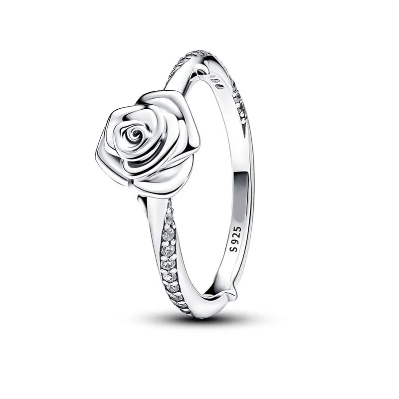 Bague Pandora en argent 2024 pour femme, rose en fleur, rose dรฉtruire AndrFlower, cadeau de bijoux fins, bricolage, nouveau, 925