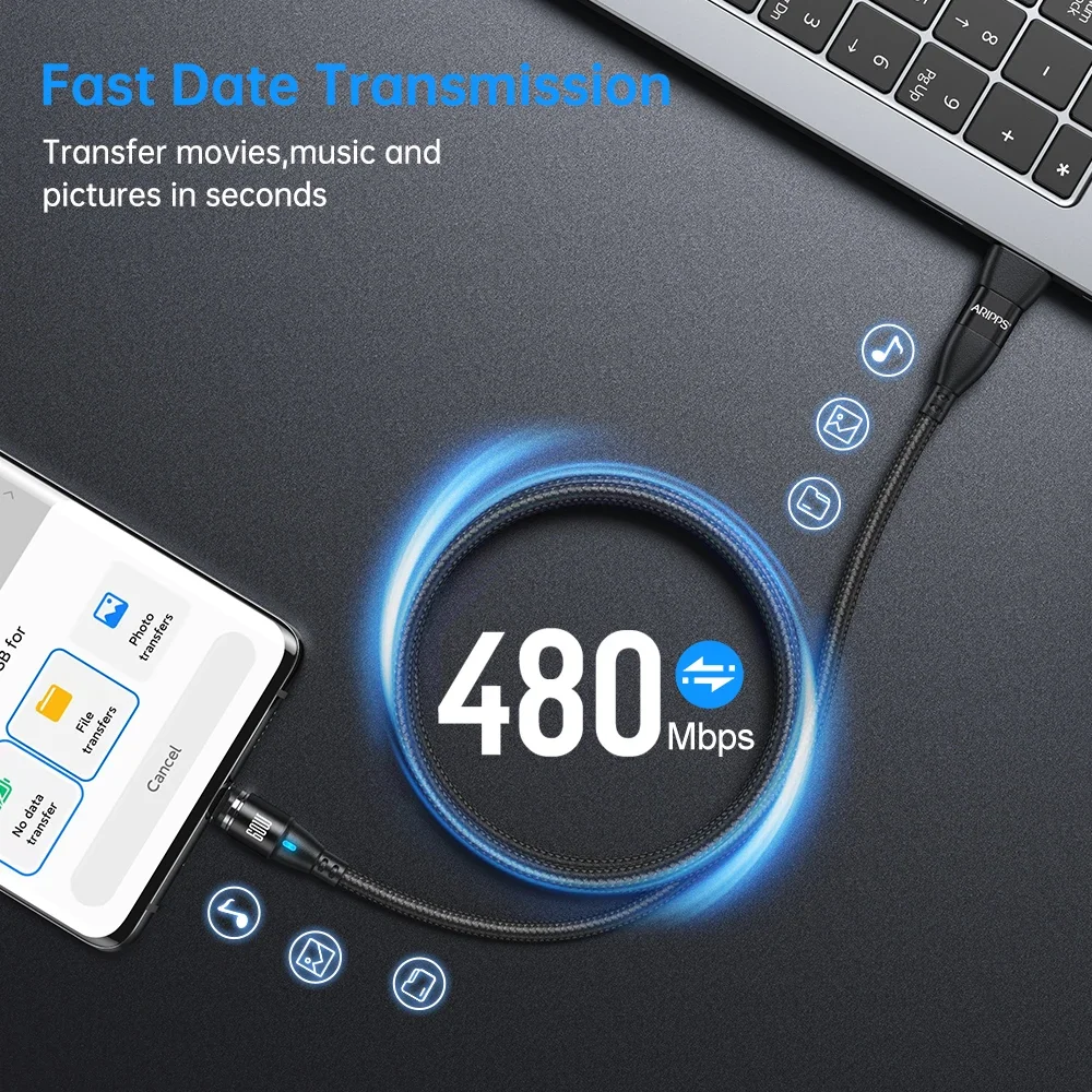 Magnetic Fast Charging USB-C Cable - 60W Power Delivery