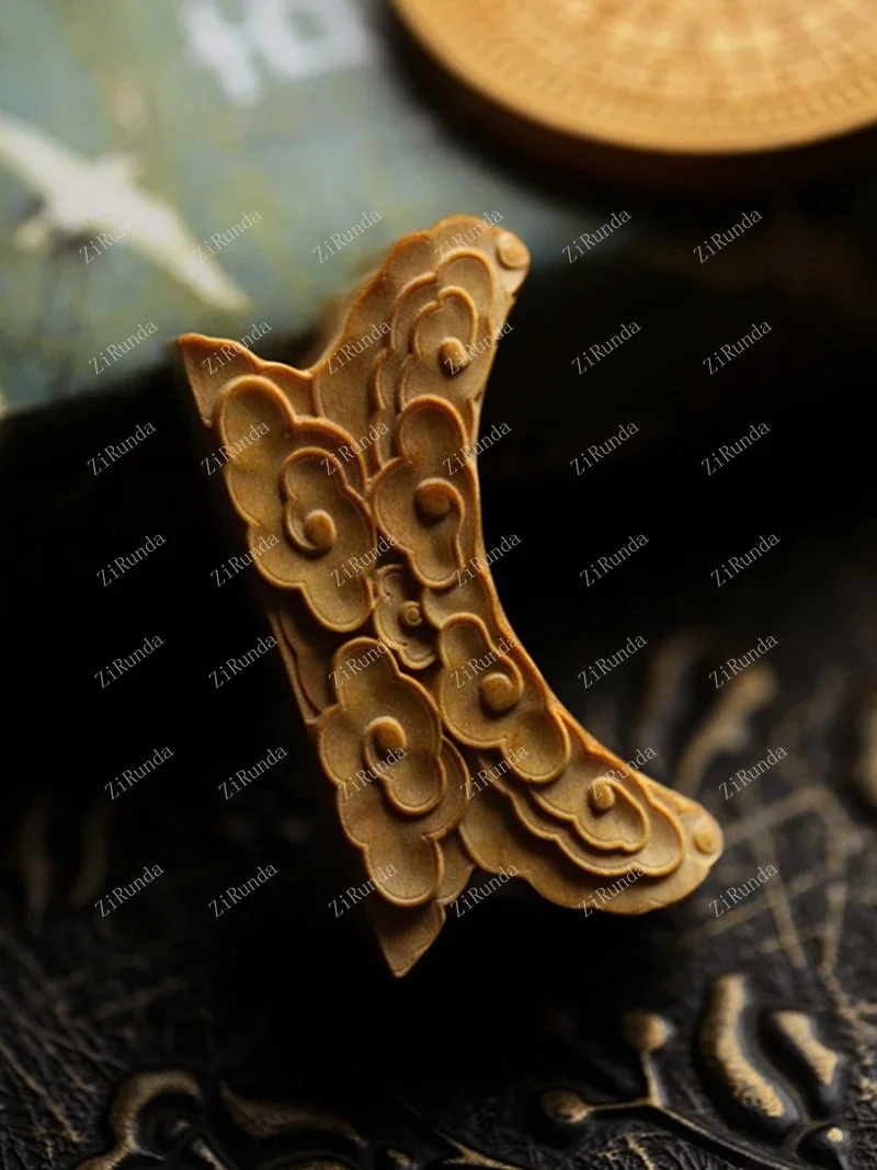 ~L Boxwood carved solid wood carved wooden compass sun clock timer imitation Forbidden City sundial ornaments incense plug.