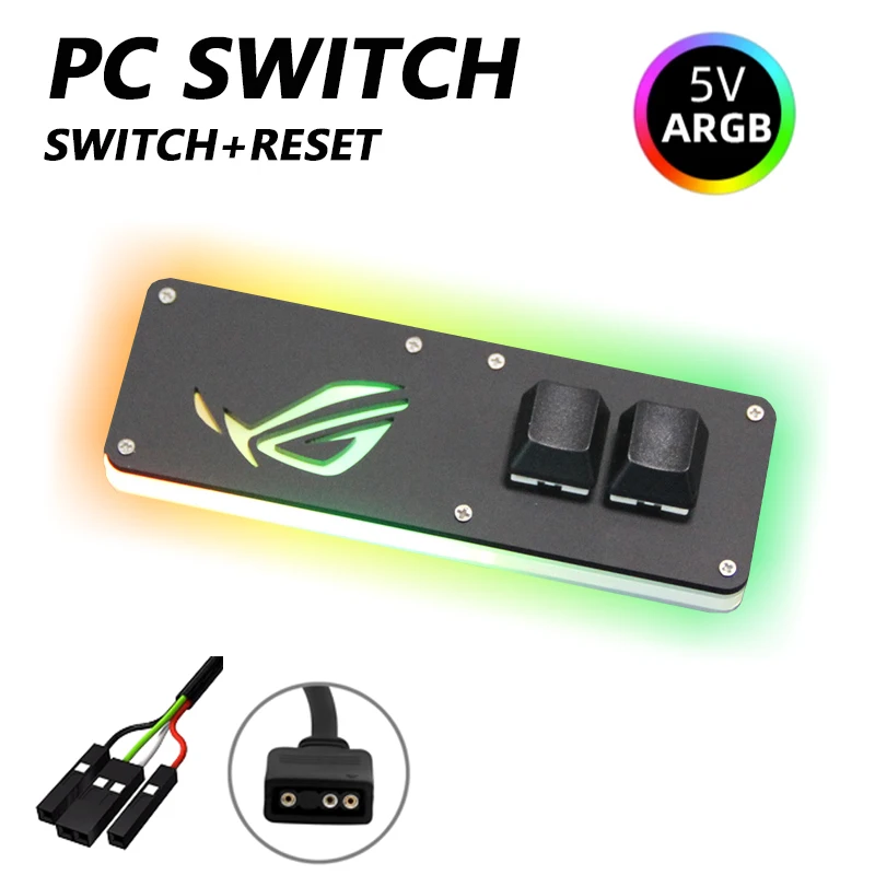PC 스위치 리셋 컴퓨터 외부 스위치 RGB 조명 데스크탑 마더보드 외부 시작 스위치 케이블, PC 케이스 액세서리 케이블