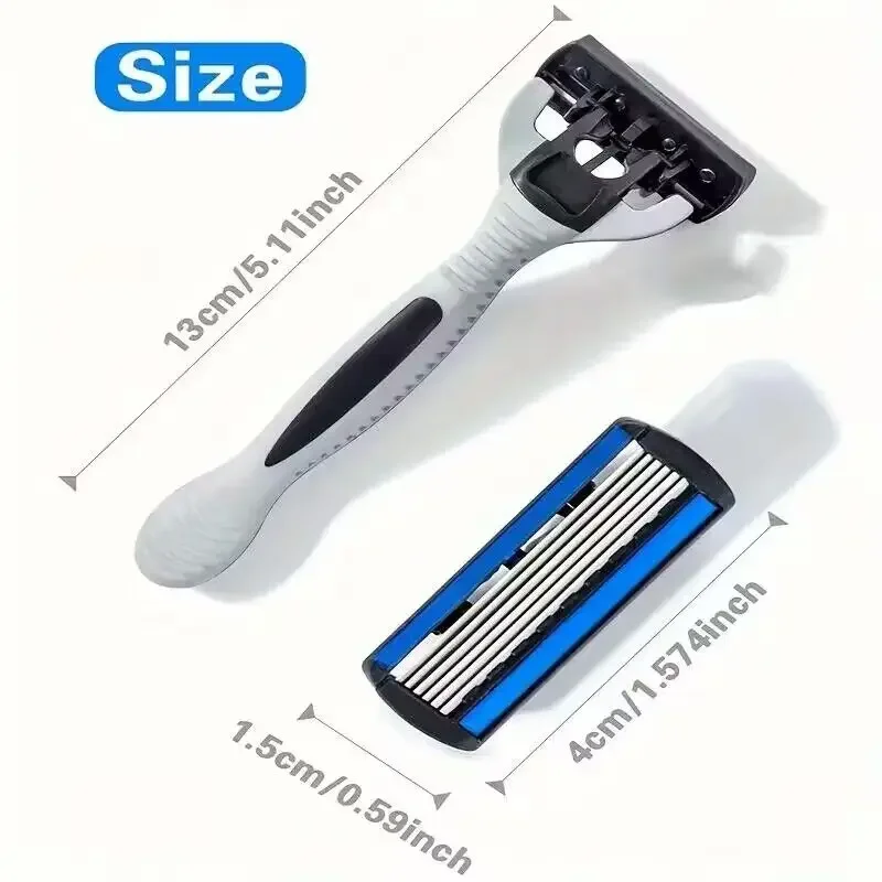 Men’s manual razor safety razor 6-layer stainless steel hair removal knife, replaceable razor head, razor tools. BEST SELLERS