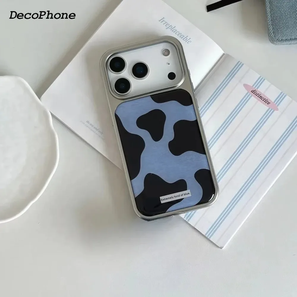 Retro Color Collision Pattern Electroplated Resin Black Phone Case Cover