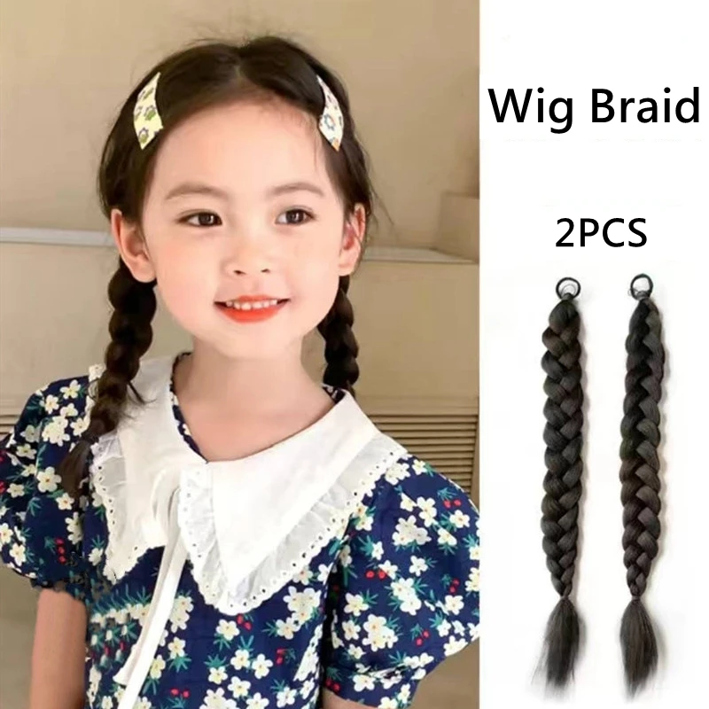 Kids Wig Ponytail Woman Hand-woven Braids Double Plait Baby Hair Ornament Dirty Pigtail in Children Coronet Accessories for Girl 4