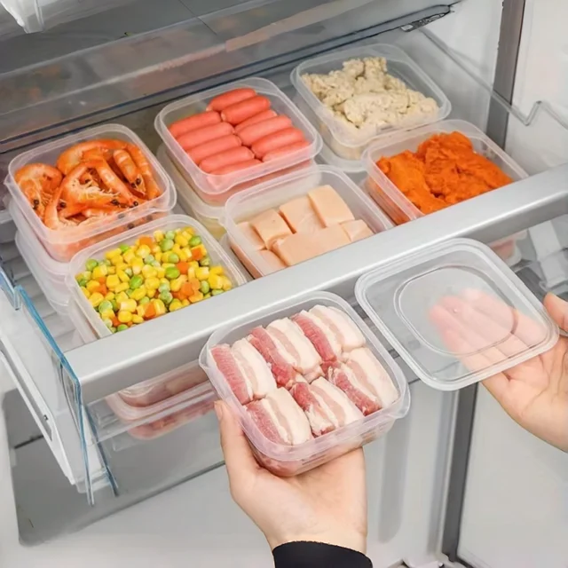Boîte de conservation alimentaire pour réfrigérateur, conteneur scellé étanche, organisateur de congélateur pour viande, fruits et légumes, 2/5 pièces 1