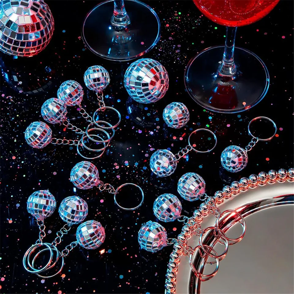 36 portachiavi a forma di palla da discoteca, decorazioni per