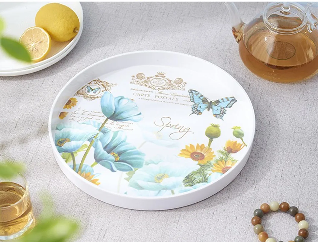 High-grade rectangular round Suqare thickening tray wine tray tea creative tea tableware storage plate plastic fruit plate