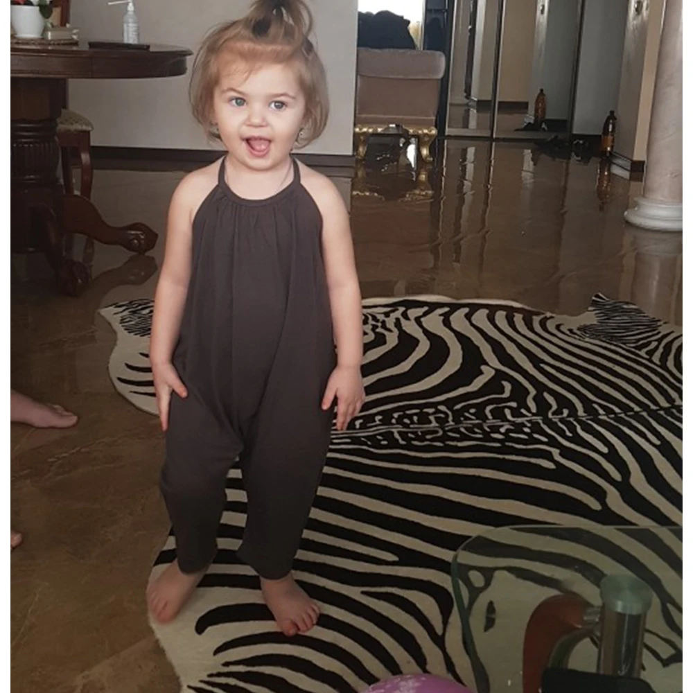 Summer Toddler One-Piece Girls Romper Jumpsuit Clothes Kids Baby Solid Cotton Outwear Bodysuit Children Harem Pants Strap Backle