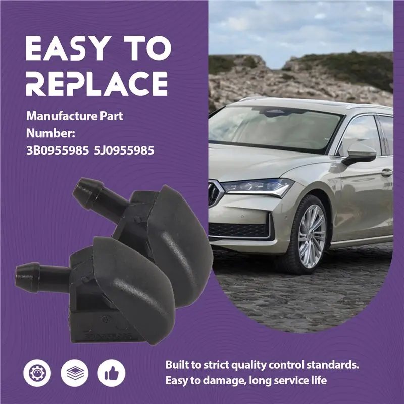 XN-2PCS 앞유리 윈드스크린 와셔 노즐 제트 3B0955985 -VW Xpolo 6N Skoda Fabia Octavia Roomster 1996-2015 가열 장치 없음